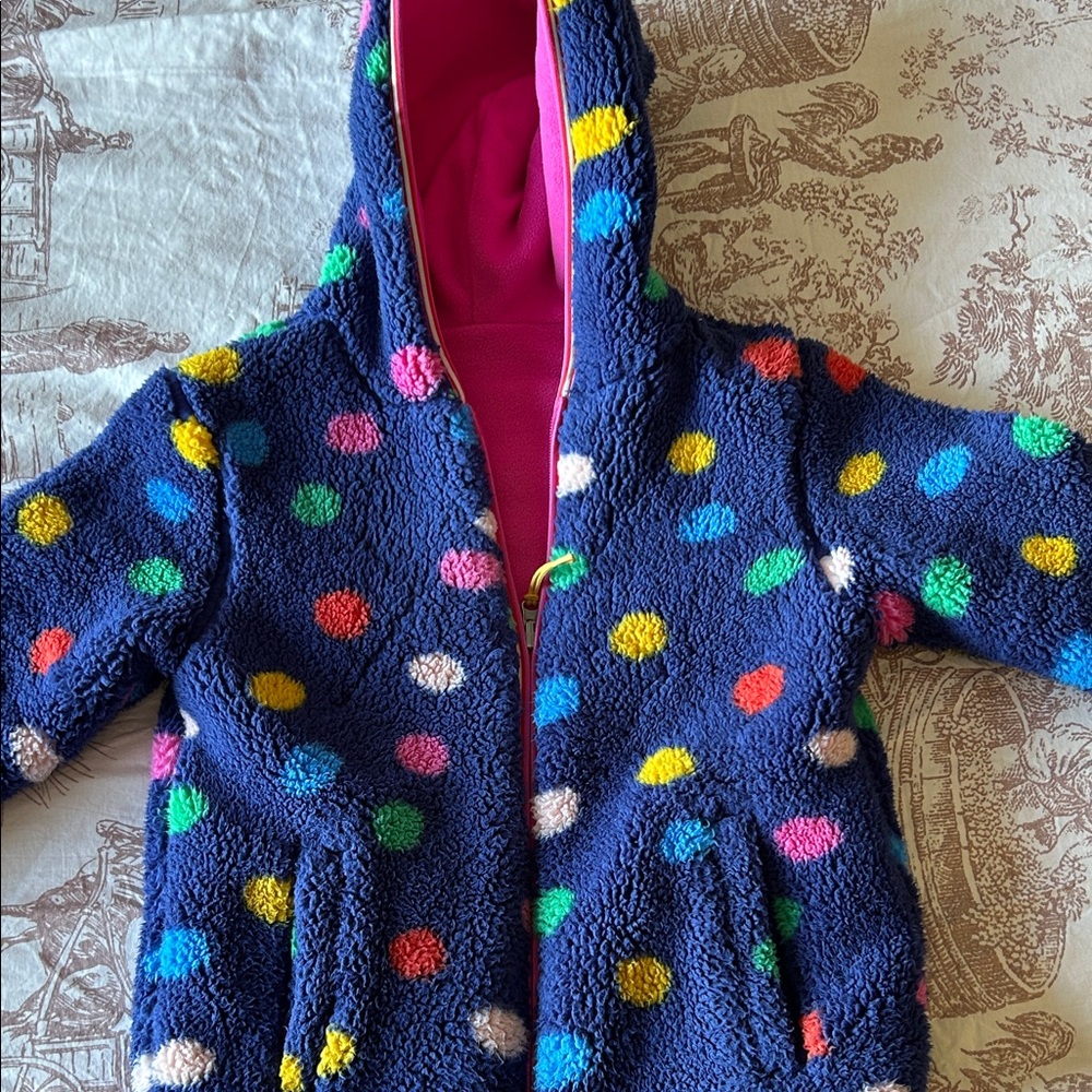 Mini Boden Double-sided Polka Dot Fleece Jacket